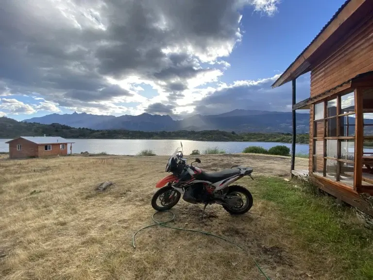KTM parked up in Patagonia.
