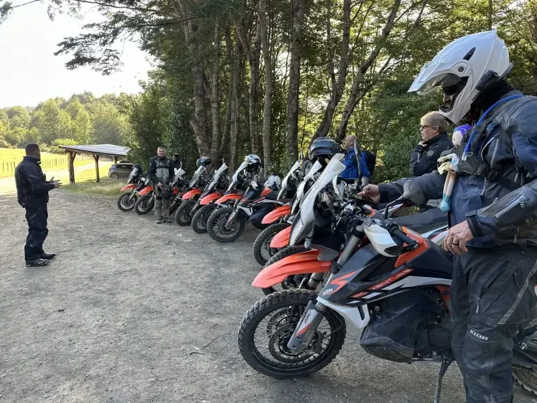 Morning ride briefing in Patagonia.