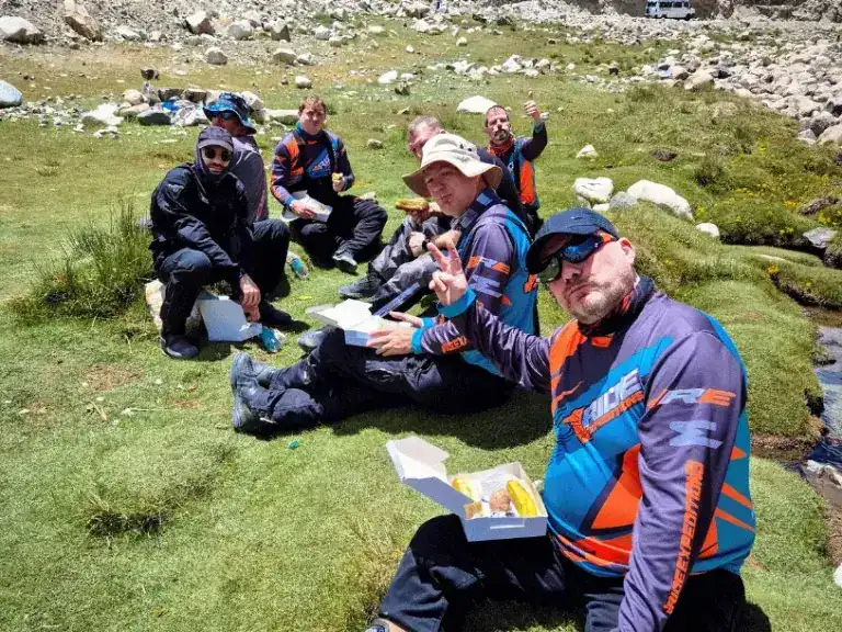 A picnic on green fields deep in the himalayas