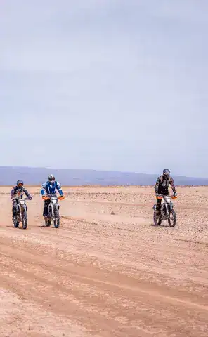 Remote riding across dry Lake Iriki