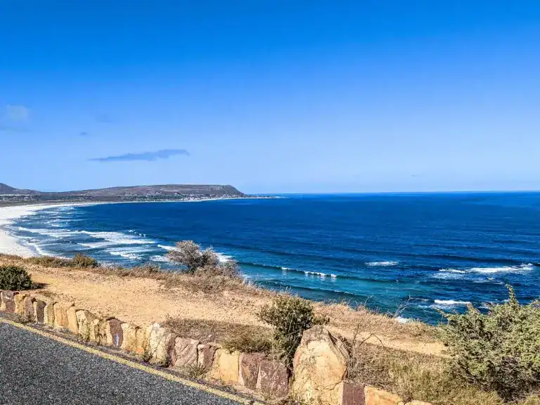 Coastal view from Chapman’s Peak Drive on the Ride Expeditions Garden Route self-guided motorcycle tour in South Africa.