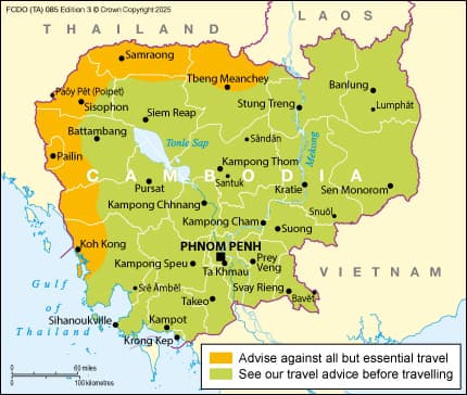 Thailand–Cambodia War 2025: What Current Border Tensions Mean for Ride Expeditions Tours FCDO TA 085 Cambodia Travel Advice Ed3 WEB 1
