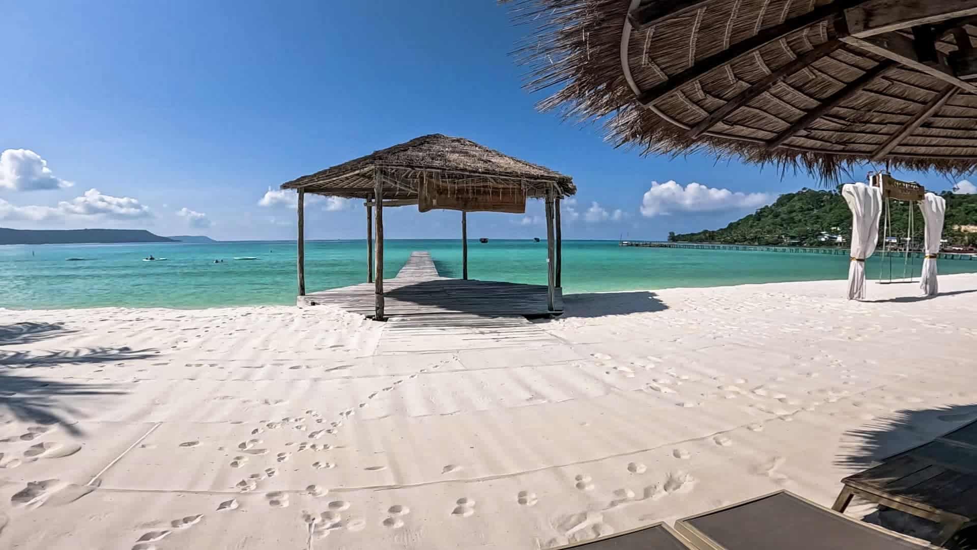 White sandy beach on Koh Rong Island, Cambodia