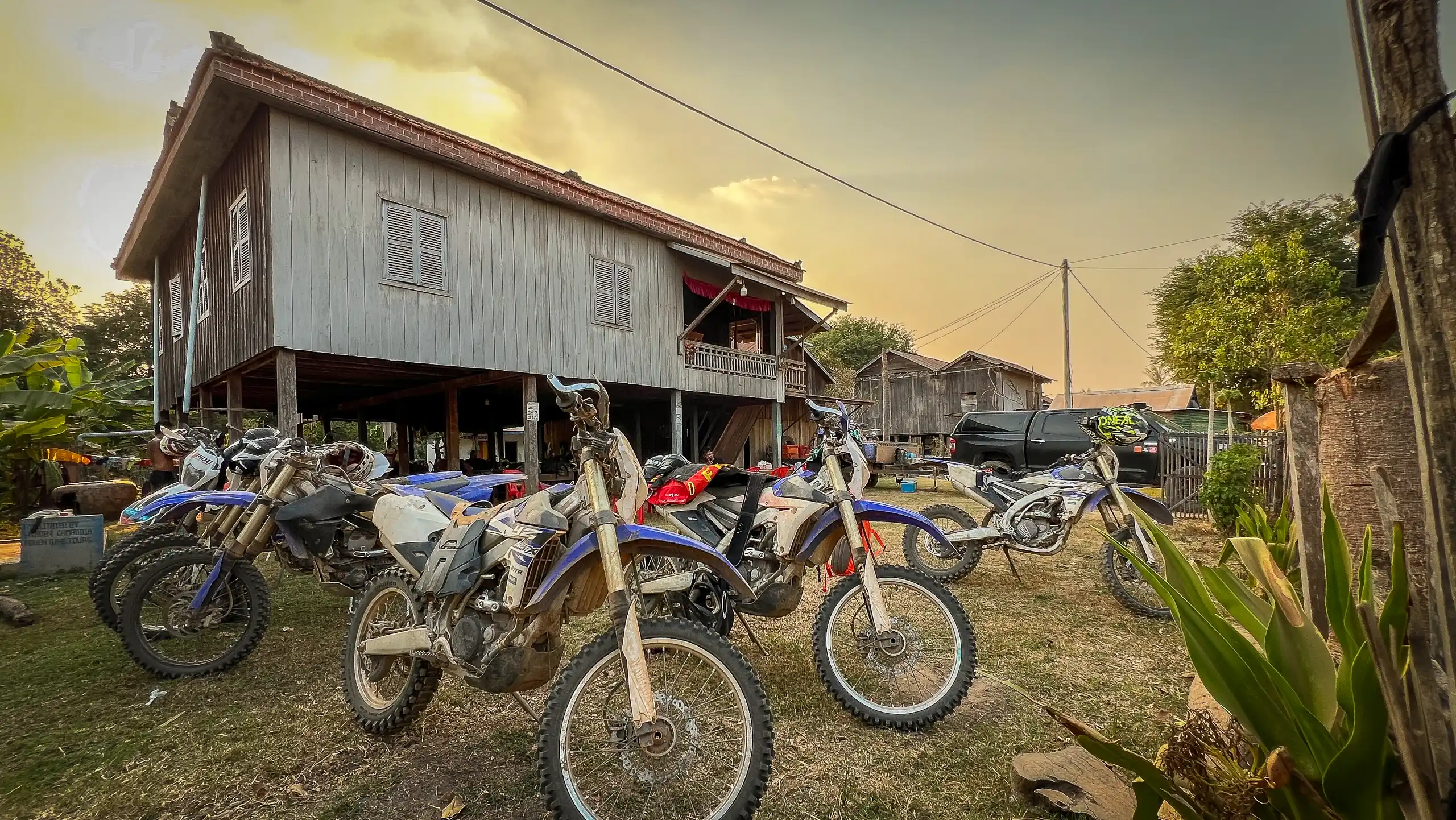 Off-road motorcycle touring in Cambodia.