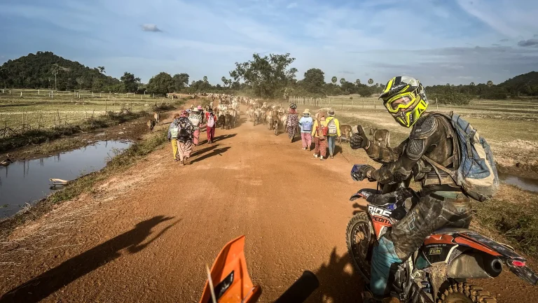 Off-road motorcycle touring in Cambodia.