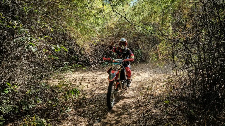 Off-road motorcycle touring in Cambodia.