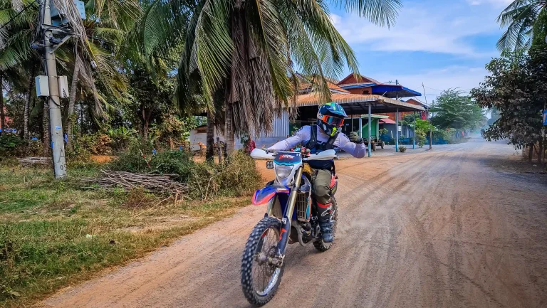 Off-road motorcycle touring in Cambodia.