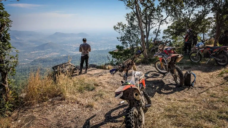 Off-road motorcycle touring in Cambodia.