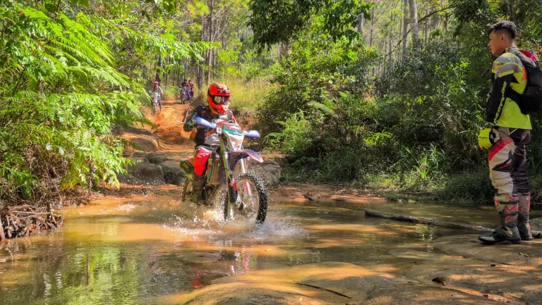 Off-road motorcycle touring in Cambodia.