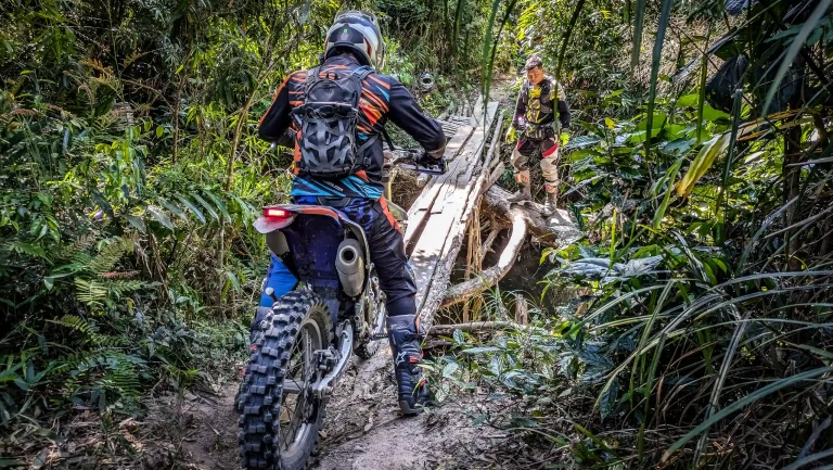 Off-road motorcycle touring in Cambodia.