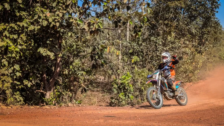 Off-road motorcycle touring in Cambodia.