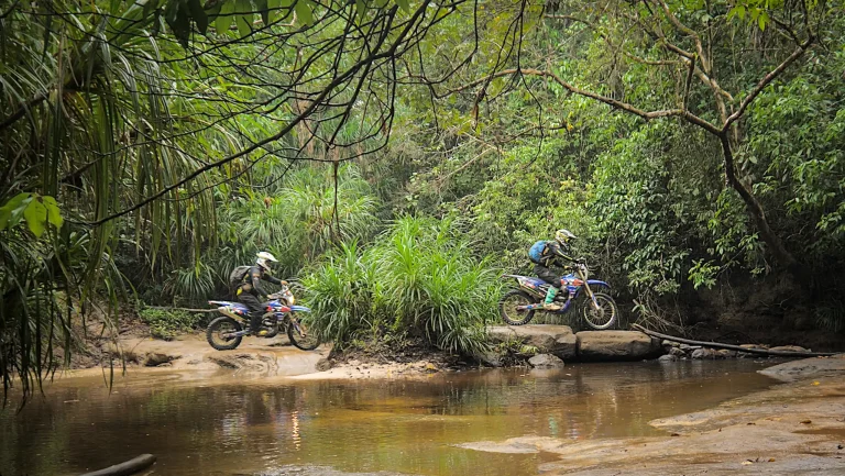 Off-road motorcycle touring in Cambodia.