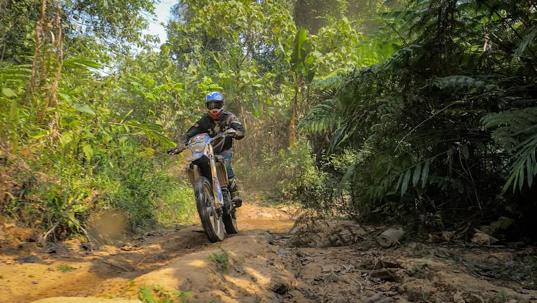 Off-road motorcycle touring in Cambodia.