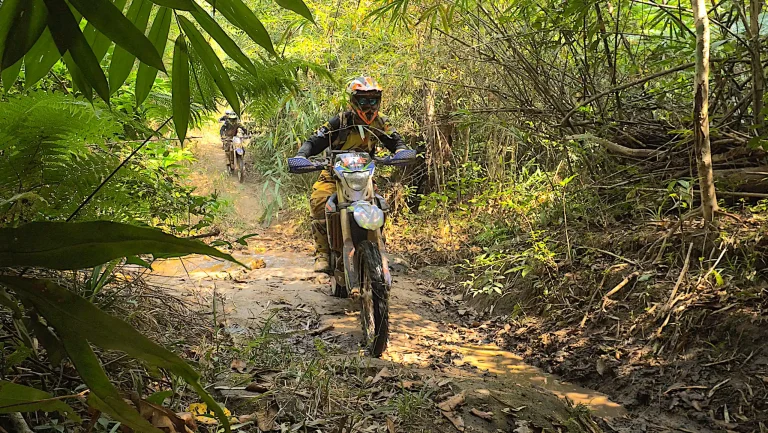 Off-road motorcycle touring in Cambodia.