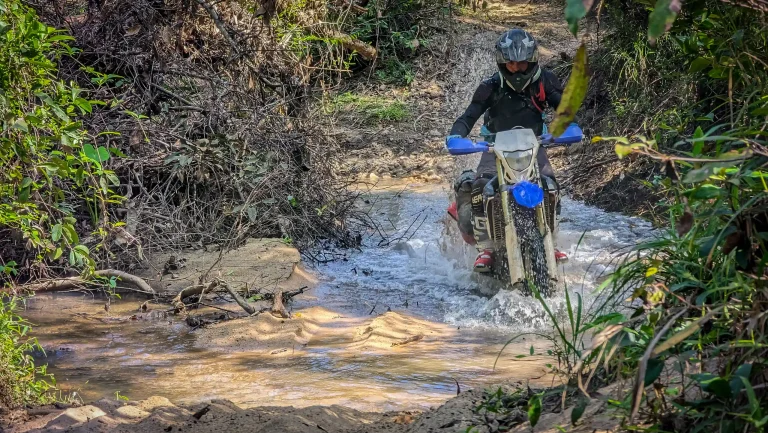 Off-road motorcycle touring in Cambodia.