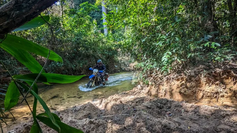 Off-road motorcycle touring in Cambodia.