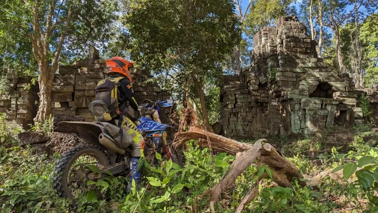 Off-road motorcycle touring in Cambodia.